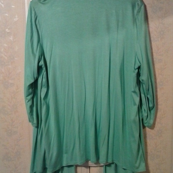 AGB WOMAN 3/4 Sleeve GREEN 2-N-1 LAYERED LOOK BEADED BLOUSE - Picture 5 of 7